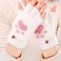 Cat Paw Plush Fingerless Gloves