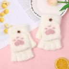 Cat Paw Plush Fingerless Gloves