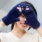 Cat Paw Plush Fingerless Gloves
